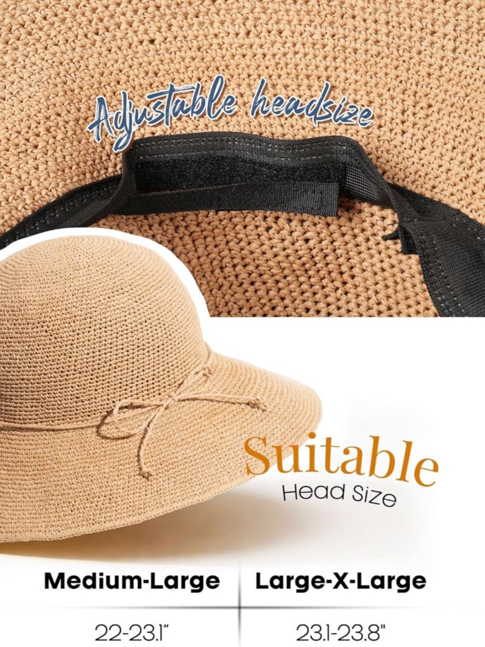 Beach Sun Hat for Women Foldable Packable Handmade Straw Hats Sun Protection Flo - Picture 5 of 6